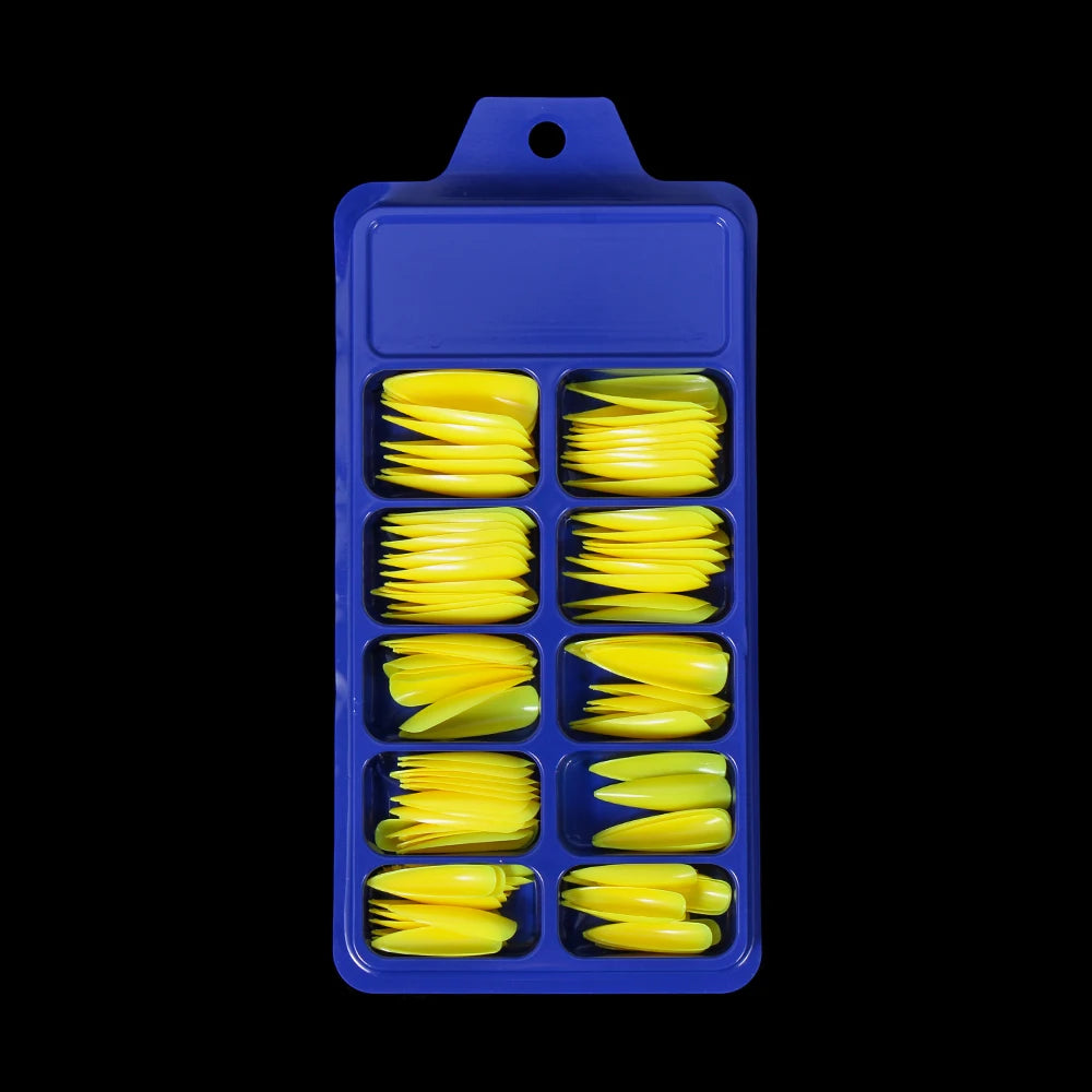 100PCS/Box False Nail Tips Fake Nails Art DIY Long Stiletto Acrylic Manicure DIY Tools Full Style 20 Colors Hot Sale Beauty Tool