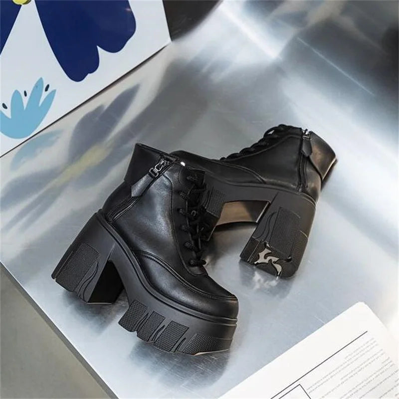 11cm New Women Luxury Microfiber Platform Wedge Pumps Comfort Ankle Booties Genuine Leather Spring Autumn Ankle Boots Shoes