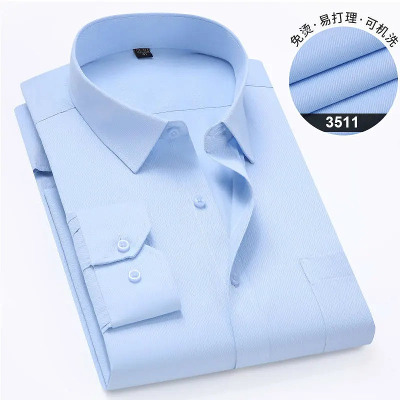 10XL 11XL Men's shirt Long sleeve Spring/Summer Fat dress Casual solid color fashion free wear breathable high quality cotton
