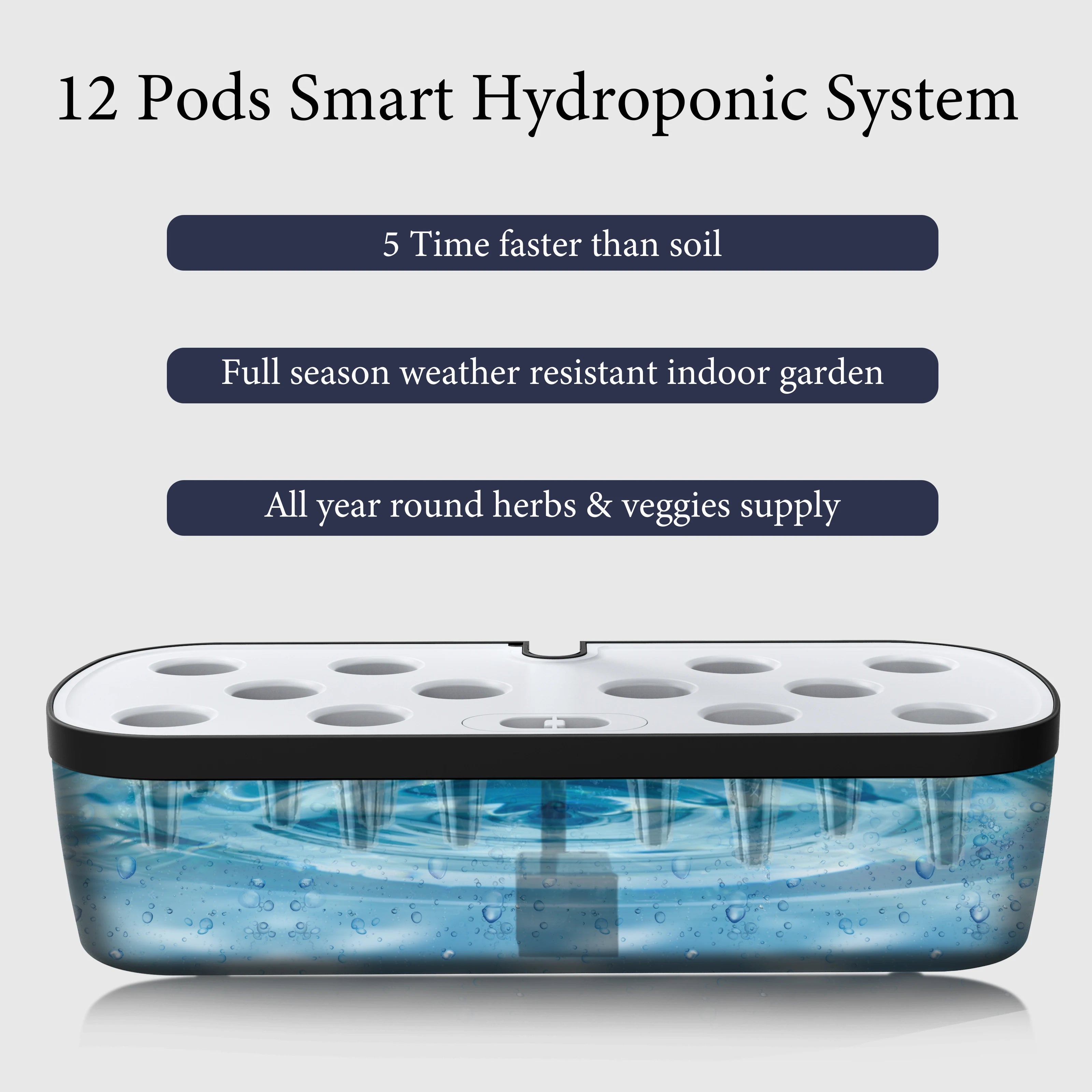 12 Pods Smart Hydroponisches Indoor-Garten-Kit mit Vollspektrum-LED-Wachstumslicht, automatischer Wasserpumpe, Kräuterpflanzer für die Heimküche