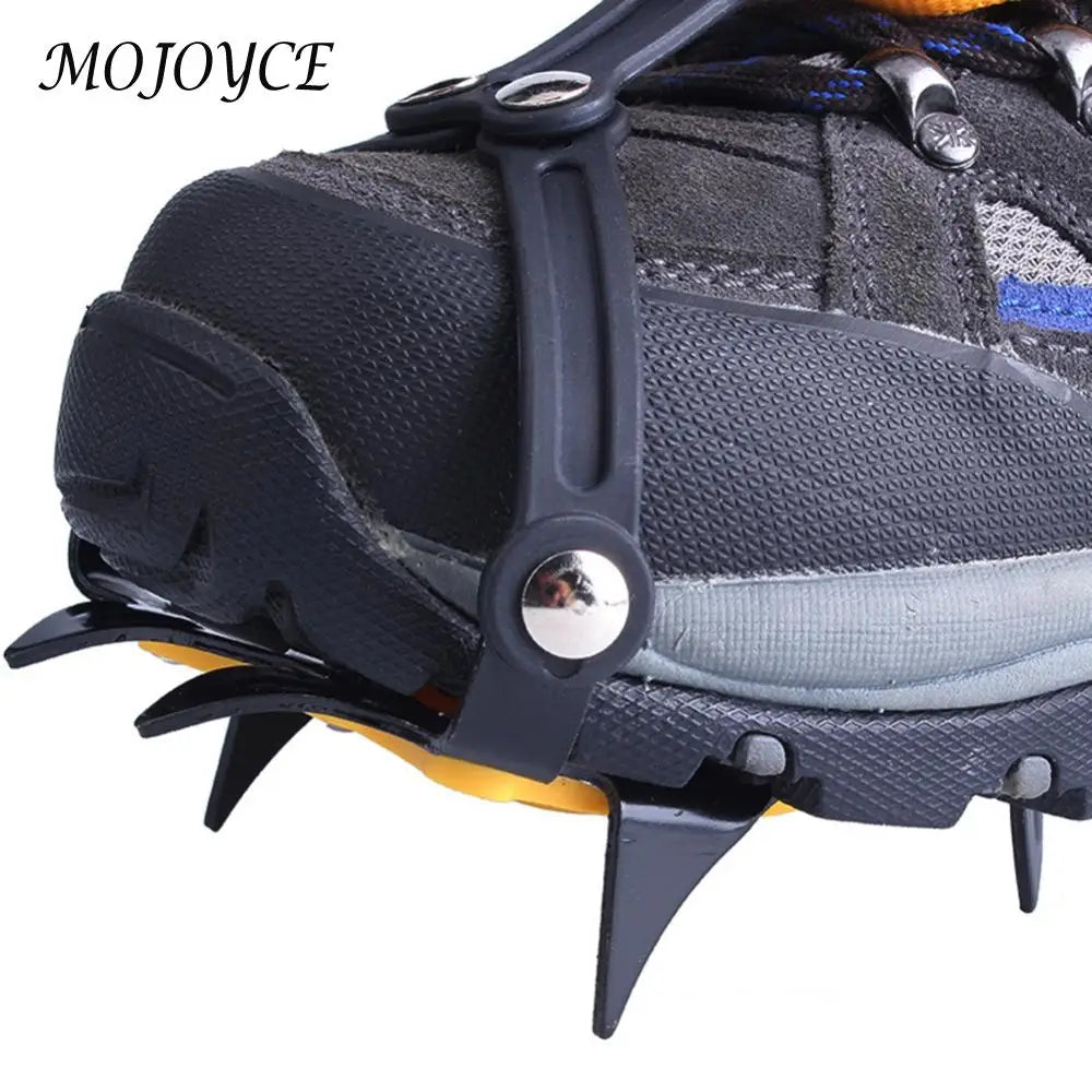 1 Pair Ice Crampons Stainless Steel 10 Teeth Bundled Crampons Adjustable with Carry Bag for Hiking Climbing Fishing Jogging