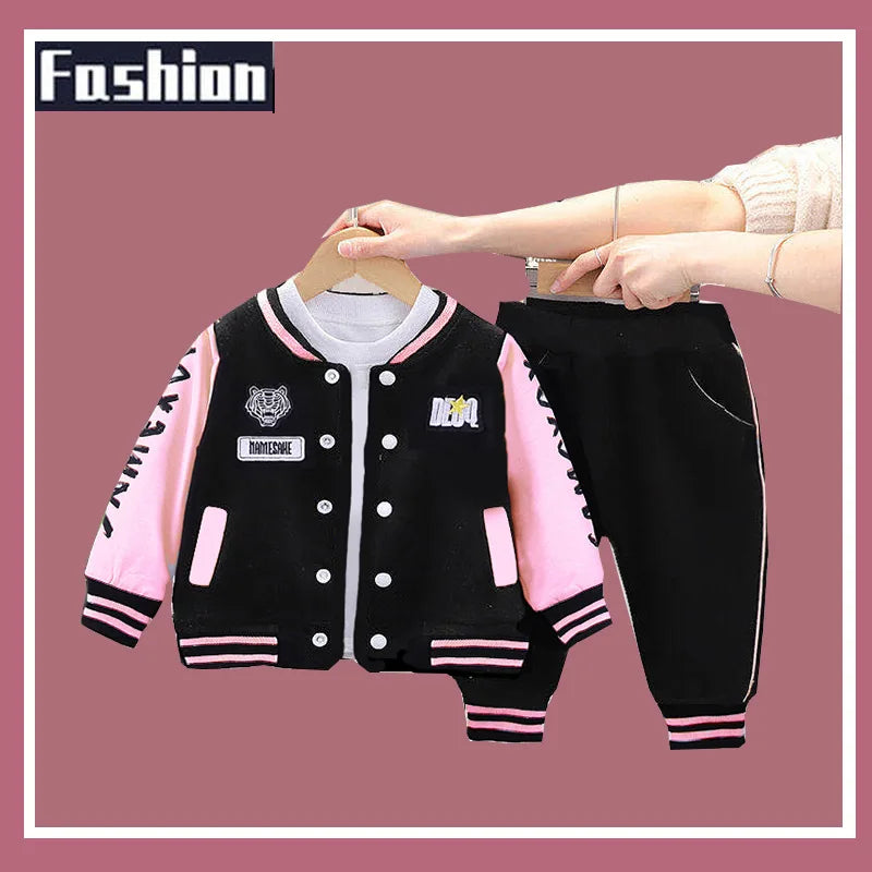1-4Y Baby Baseball Clothing SetsBoys Girls Casual Sports Outfits Coat Pant 2Pcs Spring Autumn New Thin Kids Tracksuit Suit