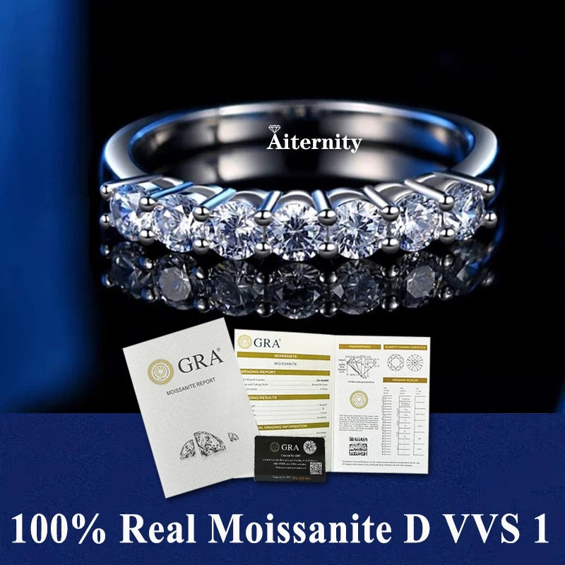 100% Pass Diamond tester Pen Moissanite Female Single Tail Ring Matching Wedding Diamond Band for Women 925 Sterling Silver Ring