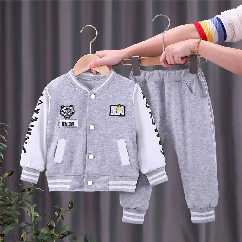 1-4Y Baby Baseball Clothing SetsBoys Girls Casual Sports Outfits Coat Pant 2Pcs Spring Autumn New Thin Kids Tracksuit Suit