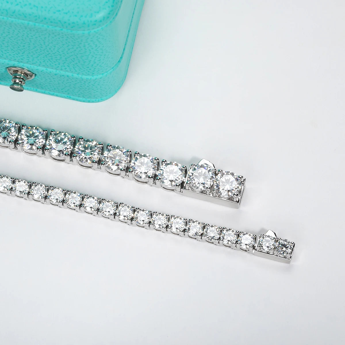 AnuJewe 6.5mm 66cttw D Color Moissanite Diamond Tennis Chain Necklace 925 Sterling Silver 18K Gold Plated Neckalces Jewelry