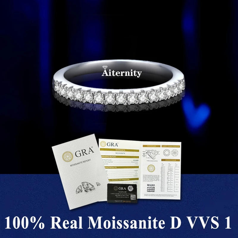 100% Pass Diamond tester Pen Moissanite Female Single Tail Ring Matching Wedding Diamond Band for Women 925 Sterling Silver Ring