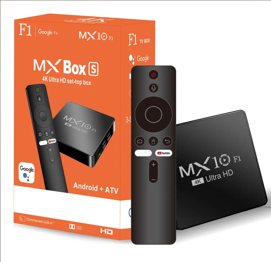 Smart TV Box MX10 F1 Allwinner H313 Mali-G31 Wi-Fi 2.4G + BT5 2.4G Android TV Box with 2GB RAM 16GB eMMC flash