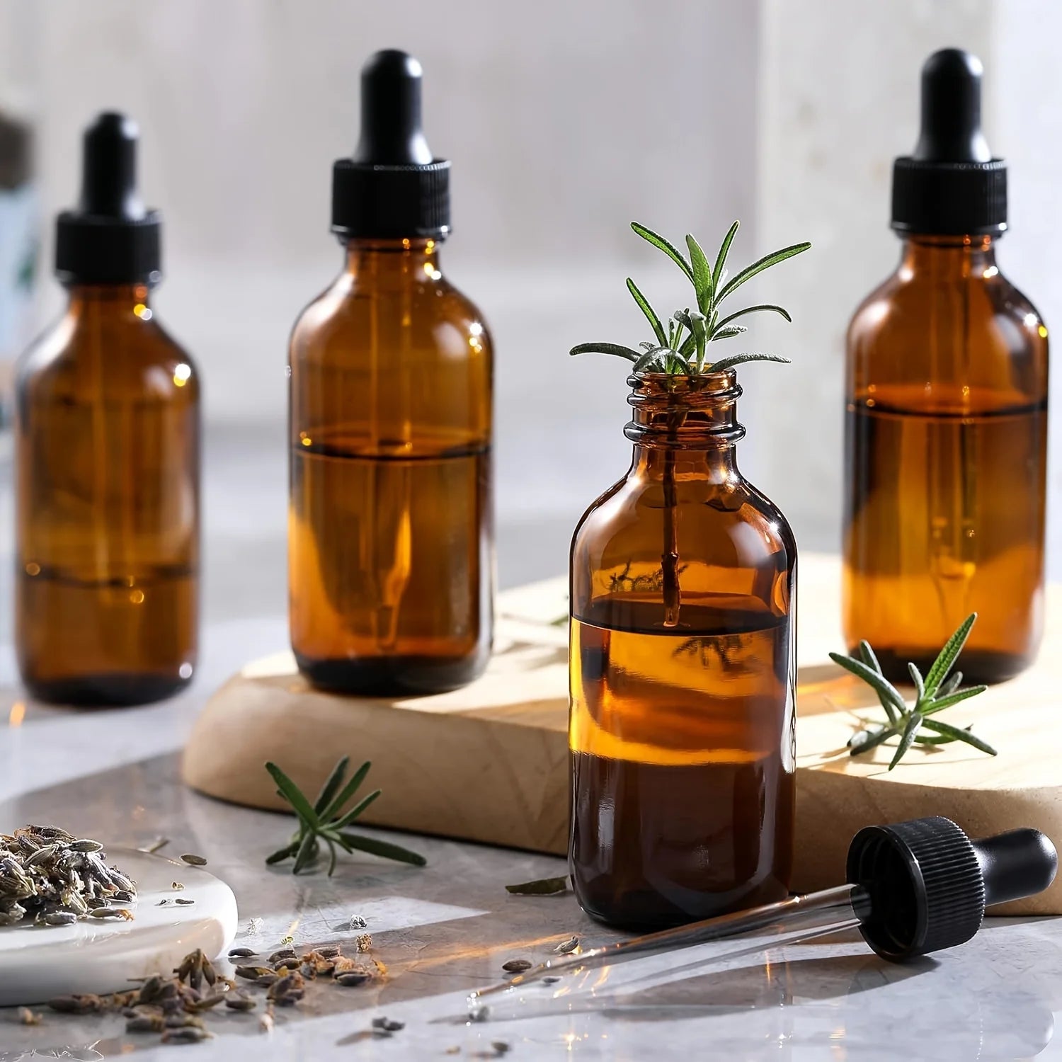 12 Stück leere, wiederbefüllbare Pipettenflaschen aus Braunglas (5 ml - 50 ml) für ätherische Öle und Aromatherapie-Flüssigkeiten