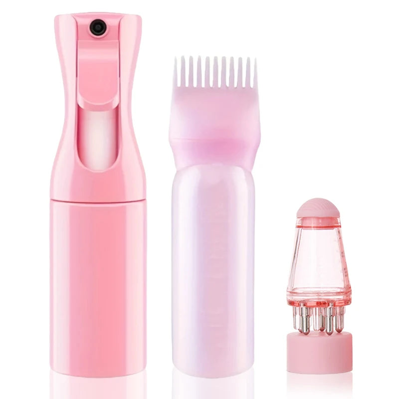 1/2pcs Hair Dye Tool Set Pink 6.09oz Hair Oil Applicator Bottle and1ml Dil Hair Growth Solid Hair Comb Salon Hairdressing Tools