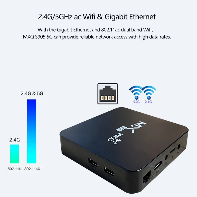 MX-PRO TV Box 8GB 128GB Android 11 Support 4k HD 4G 5G Dual WiFi Quad-Core H.256 3D iptv