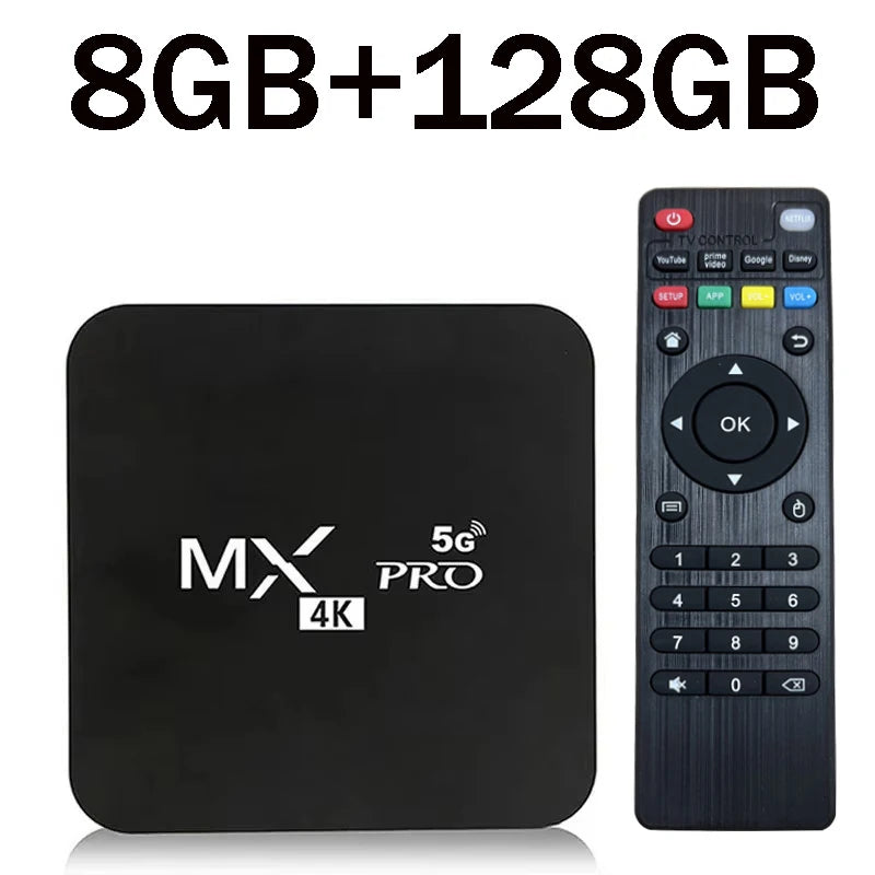 MX-PRO TV Box 8GB 128GB Android 11 Support 4k HD 4G 5G Dual WiFi Quad-Core H.256 3D iptv