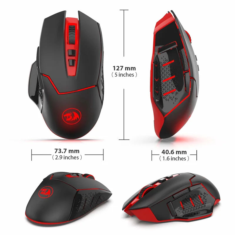 Redragon M690-1 2.4Ghz Wireless Gaming Mouse with DPI Shifting 2 Side Buttons 2400 DPI Ergonomic Design 8 Buttons-Black Mice
